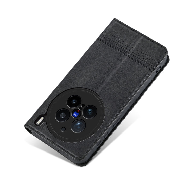 For vivo X200 Pro AZNS Magnetic Calf Texture Leather Phone Case(Black)