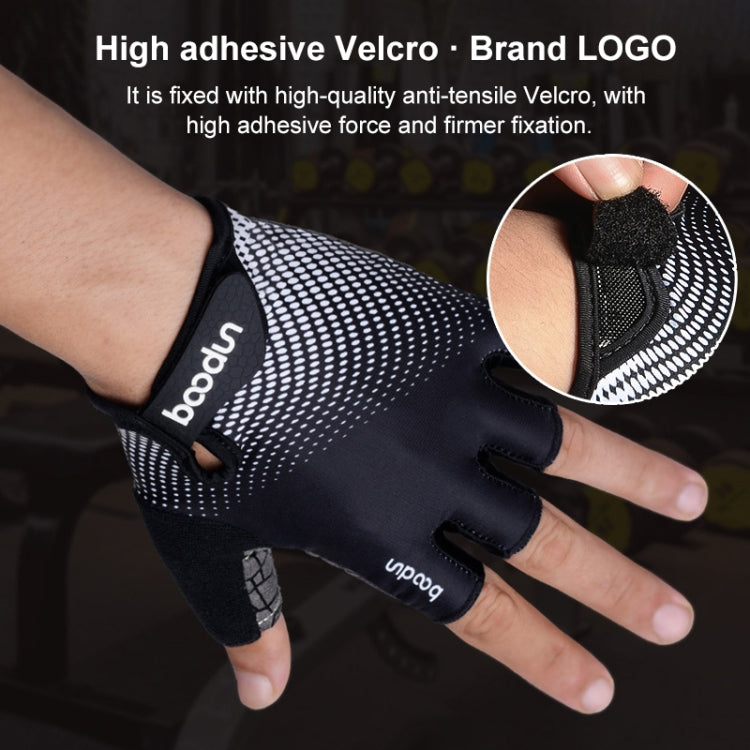 BOODUN 1096 Non-slip Wear-resistant Breathable Fitness Sports Silicone Gloves, Size:XL(Blue)
