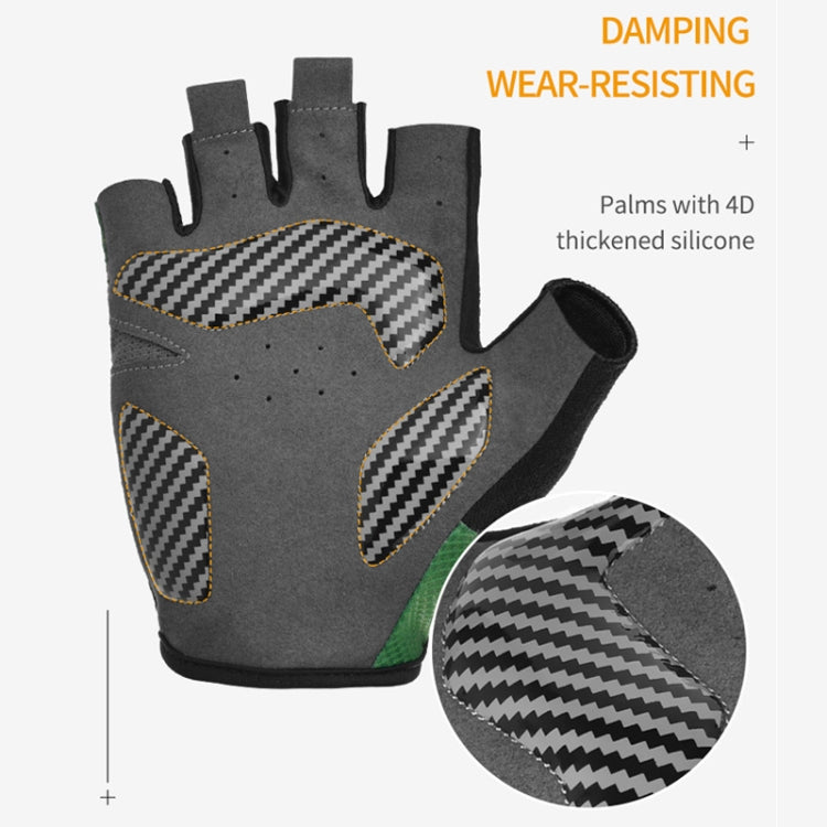 Gants de vélo BOODUN 1408 avec absorption des chocs en silicone 4D, coupe-doigts, respirants, pour l'extérieur, taille L (noir et vert)