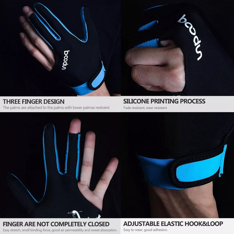 BOODUN M050912 Thin Breathable Men and Women Billiards Three Finger Single Gloves, Size:M(Sky Blue)