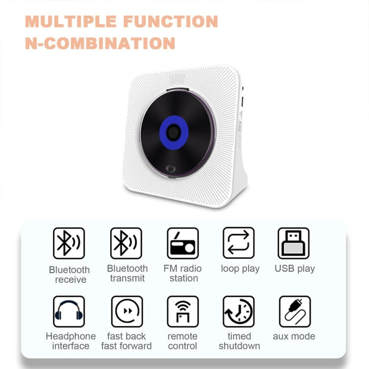 Kecag KC-806 2A Retro Bluetooth Music Disc Album CD Player, Specification:Rechargeable Version(White)