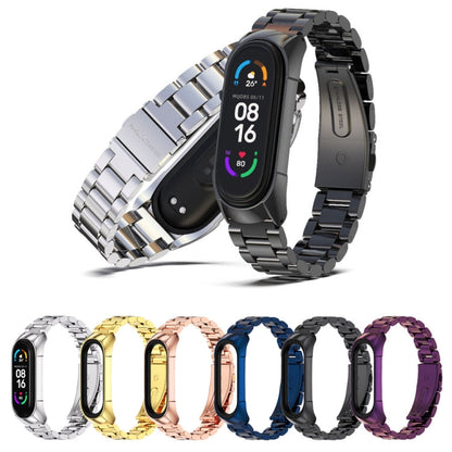 For Xiaomi Mi Band 6 / 6 NFC MIJOBS TF2 Tri-Bead Stainless Steel Watch Band(Purple)