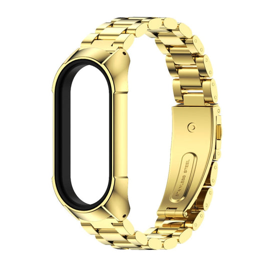 For Xiaomi Mi Band 7 / 7 NFC MIJOBS Stainless Steel Watch Band, Style:TF2 Tri-Bead(Gold)