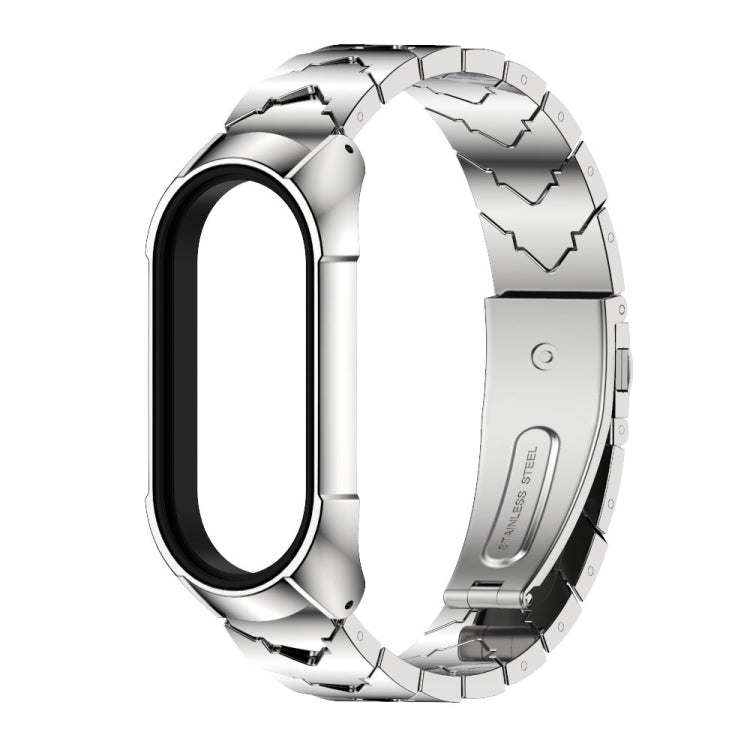 For Xiaomi Mi Band 7 / 7 NFC MIJOBS Stainless Steel Watch Band, Style:TF2 V Type(Silver)