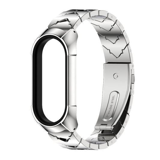 For Xiaomi Mi Band 7 / 7 NFC MIJOBS Stainless Steel Watch Band, Style:TF2 V Type(Silver)