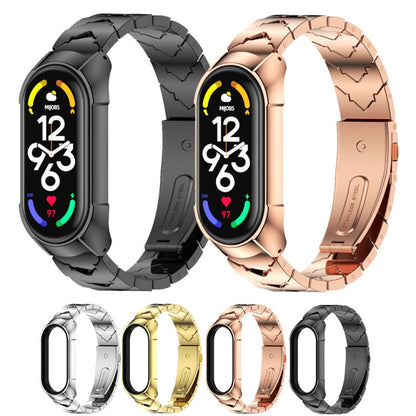 For Xiaomi Mi Band 7 / 7 NFC MIJOBS Stainless Steel Watch Band, Style:TF2 V Type(Silver)