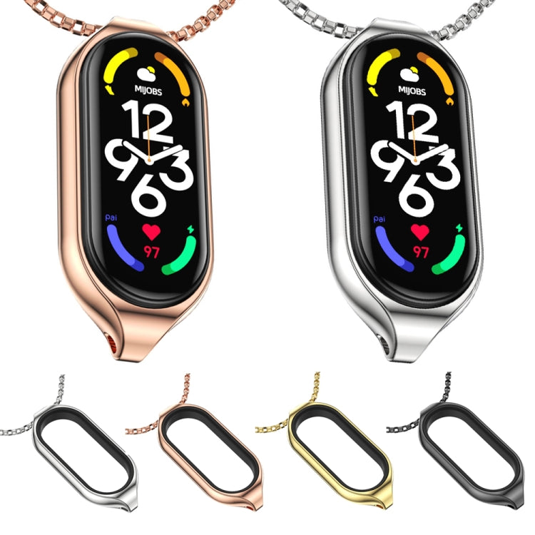 For Xiaomi Mi Band 7 / 7 NFC MIJOBS Metal Pendant Stainless Steel Watch Necklace (Rose Gold)