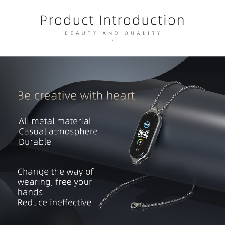For Xiaomi Mi Band 7 / 7 NFC MIJOBS Metal Pendant Stainless Steel Watch Necklace (Rose Gold)