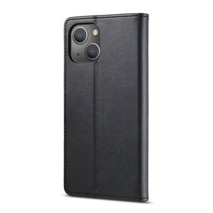 For iPhone 14 LC.IMEEKE Calf Texture Horizontal Flip Leather Case (Black)