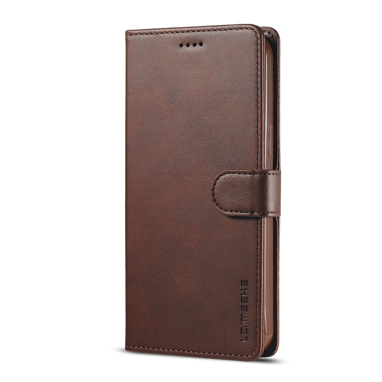 For iPhone 14 Plus LC.IMEEKE Calf Texture Horizontal Flip Leather Case (Brown)