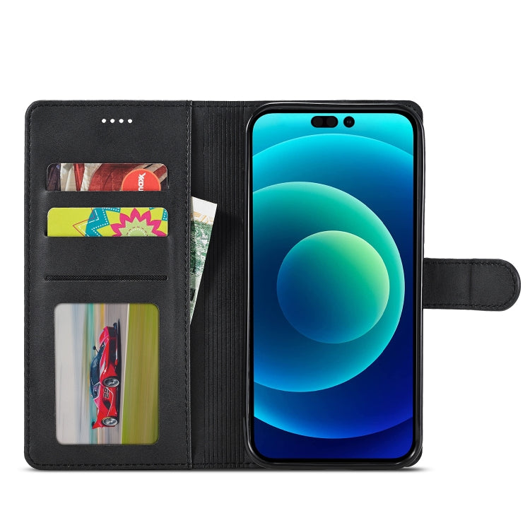 For iPhone 14 Plus LC.IMEEKE Calf Texture Horizontal Flip Leather Case (Black)