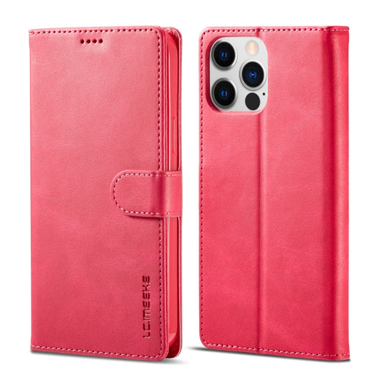 Pour iPhone 14 Pro Étui en Cuir à Rabat Horizontal LC.IMEEKE Texture Veau (Rouge)