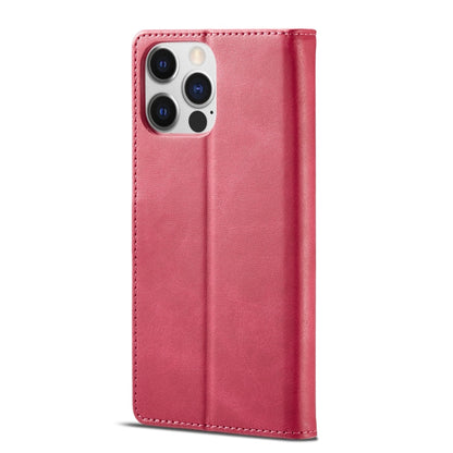 For iPhone 14 Pro LC.IMEEKE Calf Texture Horizontal Flip Leather Case(Red)