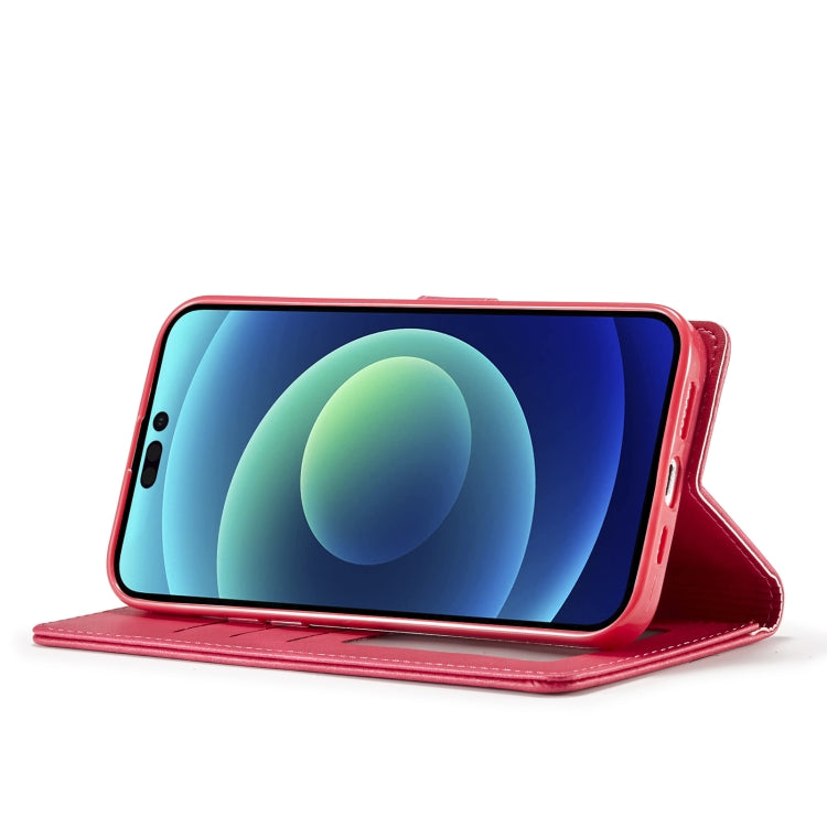For iPhone 14 Pro LC.IMEEKE Calf Texture Horizontal Flip Leather Case(Red)