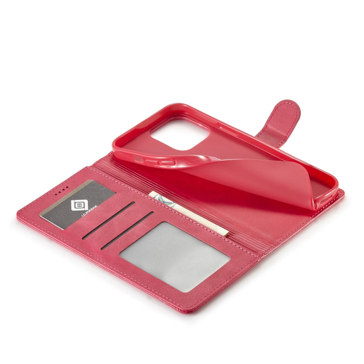For iPhone 14 Pro LC.IMEEKE Calf Texture Horizontal Flip Leather Case(Red)