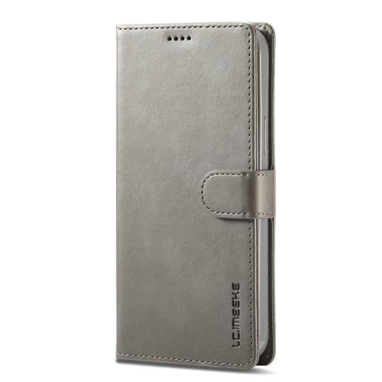 For iPhone 14 Pro LC.IMEEKE Calf Texture Horizontal Flip Leather Case(Grey)