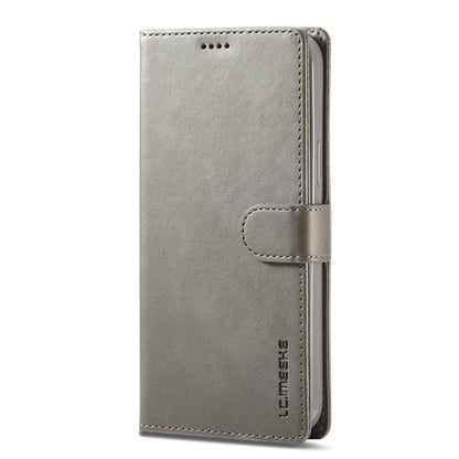 For iPhone 14 Pro LC.IMEEKE Calf Texture Horizontal Flip Leather Case(Grey)