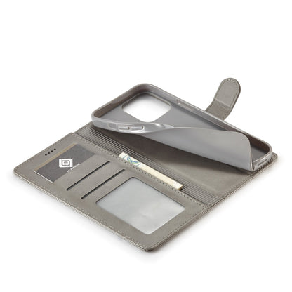 For iPhone 14 Pro LC.IMEEKE Calf Texture Horizontal Flip Leather Case(Grey)