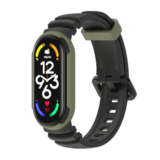 For Xiaomi Mi Band 5 / 6 / 7 MIJOBS GS Unibody Two-color Watch Band(Black Army Green)