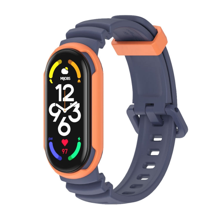 For Xiaomi Mi Band 5 / 6 / 7 MIJOBS GS Unibody Two-color Watch Band(Midnight Blue Orange)