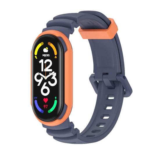 For Xiaomi Mi Band 5 / 6 / 7 MIJOBS GS Unibody Two-color Watch Band(Midnight Blue Orange)