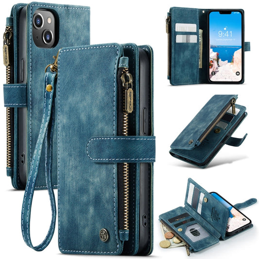 Pour iPhone 14 Étui en cuir multifonctionnel CaseMe C30 (bleu)