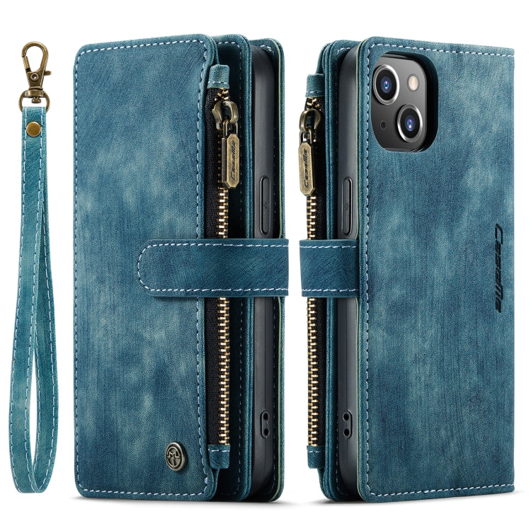 For iPhone 14 CaseMe C30 Multifunctional Phone Leather Case (Blue)