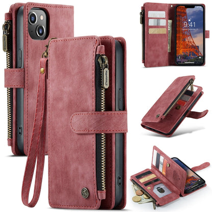 For iPhone 14 Plus CaseMe C30 Multifunctional Phone Leather Case (Red)