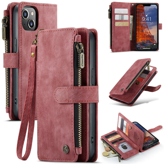 Pour étui en cuir multifonctionnel CaseMe C30 pour iPhone 14 Plus (rouge)