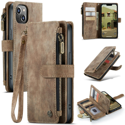 Pour iPhone 14 Plus Étui en cuir multifonctionnel CaseMe C30 (Marron)