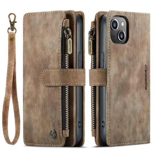 Pour iPhone 14 Plus Étui en cuir multifonctionnel CaseMe C30 (Marron)