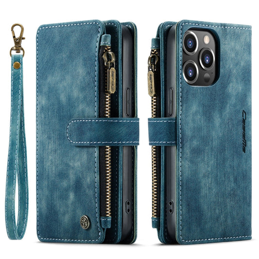 Pour iPhone 14 Pro Étui en Cuir Multifonctionnel CaseMe C30 (Bleu)