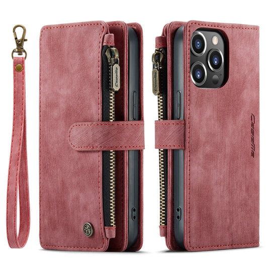 Coque en cuir multifonctionnelle CaseMe C30 pour iPhone 14 Pro Max (Rouge)