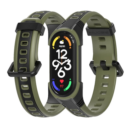 For Xiaomi Mi Band 5 / 6 / 7 MIJOBS Unibody Two-color Silicone Watch Band(Black Army Green)