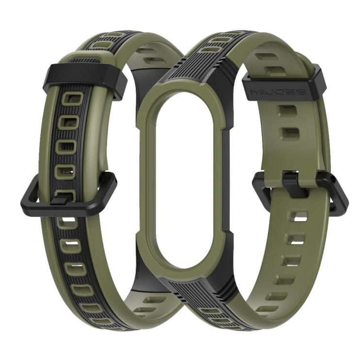 For Xiaomi Mi Band 5 / 6 / 7 MIJOBS Unibody Two-color Silicone Watch Band(Black Army Green)