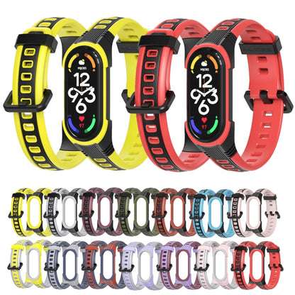 For Xiaomi Mi Band 5 / 6 / 7 MIJOBS Unibody Two-color Silicone Watch Band(Black Army Green)