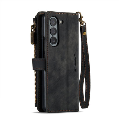 For Samsung Galaxy Z Fold6 5G CaseMe C30 Multifunctional Card Slots Zipper Phone Leather Phone Case(Black)