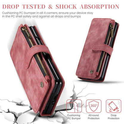 Pour Samsung Galaxy Z Fold6 5G Étui Caseme C30 Multifonctionnel avec Fentes pour Cartes et Fermeture Éclair, Étui en Cuir pour Téléphone (Rouge)