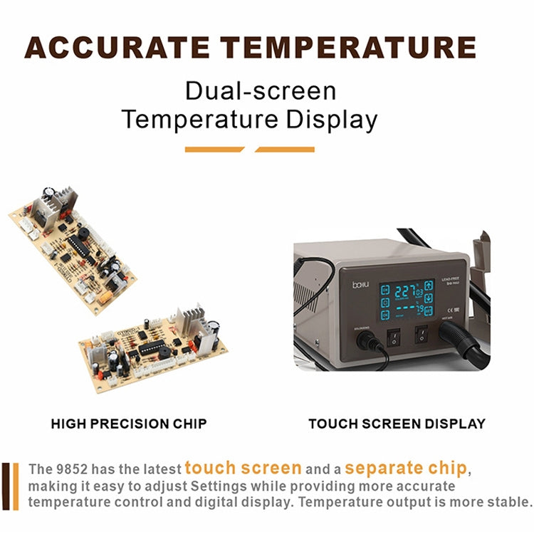 BAKU BA-9852 Digital ESD Hot Air Gun Soldering Station Welding Solder Iron(EU Plug)