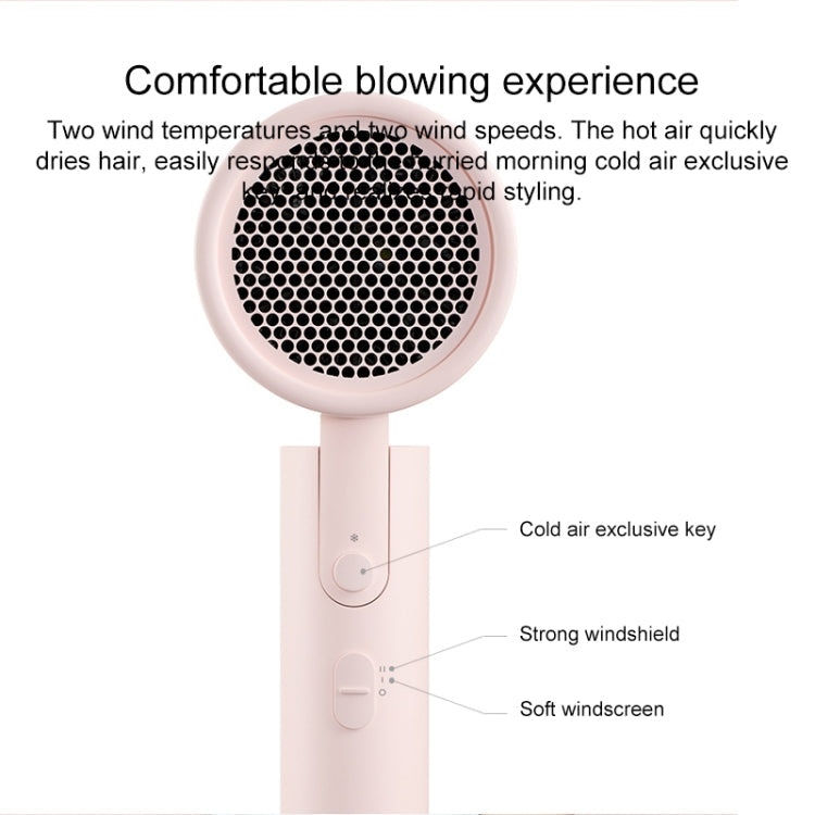 Sèche-cheveux électrique portable Original Xiaomi Mijia H100 à ions négatifs, prise US (rose)