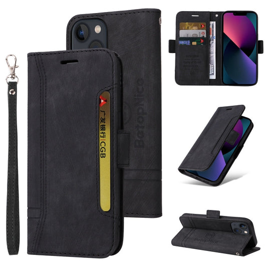 Pour iPhone 14 Étui portefeuille en cuir avec boucle double face BETOPNICE (Noir)