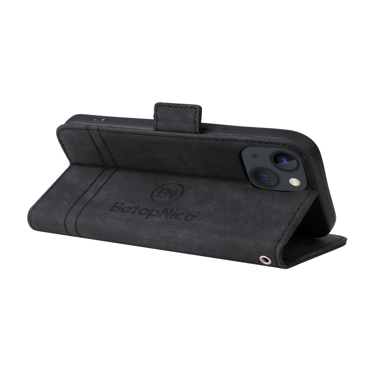 For iPhone 14 BETOPNICE Dual-side Buckle Leather Phone Case(Black)
