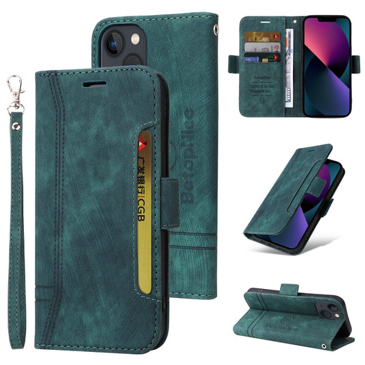Pour iPhone 14 Étui de téléphone en cuir avec boucle double face BETOPNICE (Vert)