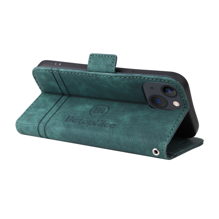 For iPhone 14 BETOPNICE Dual-side Buckle Leather Phone Case(Green)
