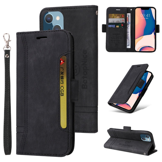 Pour iPhone 14 Plus Étui de téléphone en cuir à boucle double face BETOPNICE (noir)