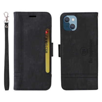 For iPhone 14 Plus BETOPNICE Dual-side Buckle Leather Phone Case(Black)