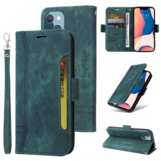 Pour iPhone 14 Plus Étui de Téléphone en Cuir à Double Boucle BETOPNICE (Vert)