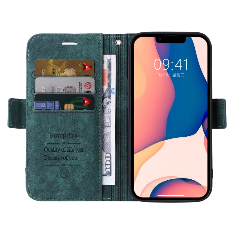 For iPhone 14 Plus BETOPNICE Dual-side Buckle Leather Phone Case(Green)