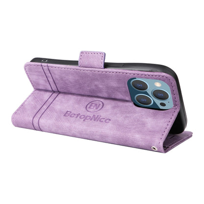 For iPhone 14 Pro Max BETOPNICE Dual-side Buckle Leather Phone Case(Purple)
