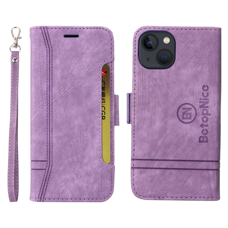 For iPhone 13 mini BETOPNICE Dual-side Buckle Leather Phone Case(Purple)
